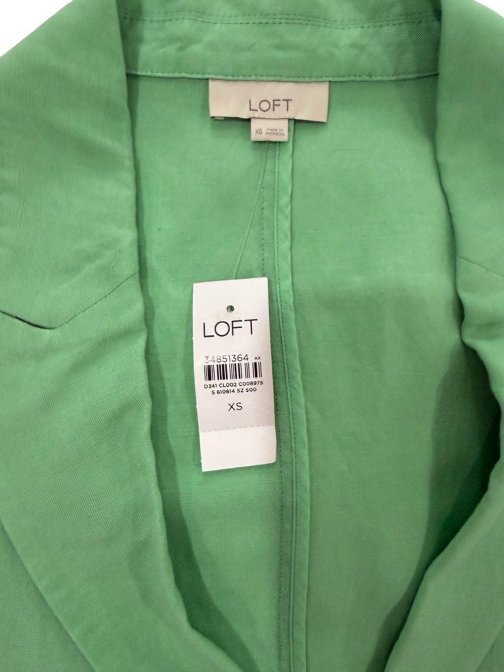 NWT LOFT Green Linen Suit Set - Relaxed Blazer & Drawstring Shorts size S/XS - Picture 10 of 15